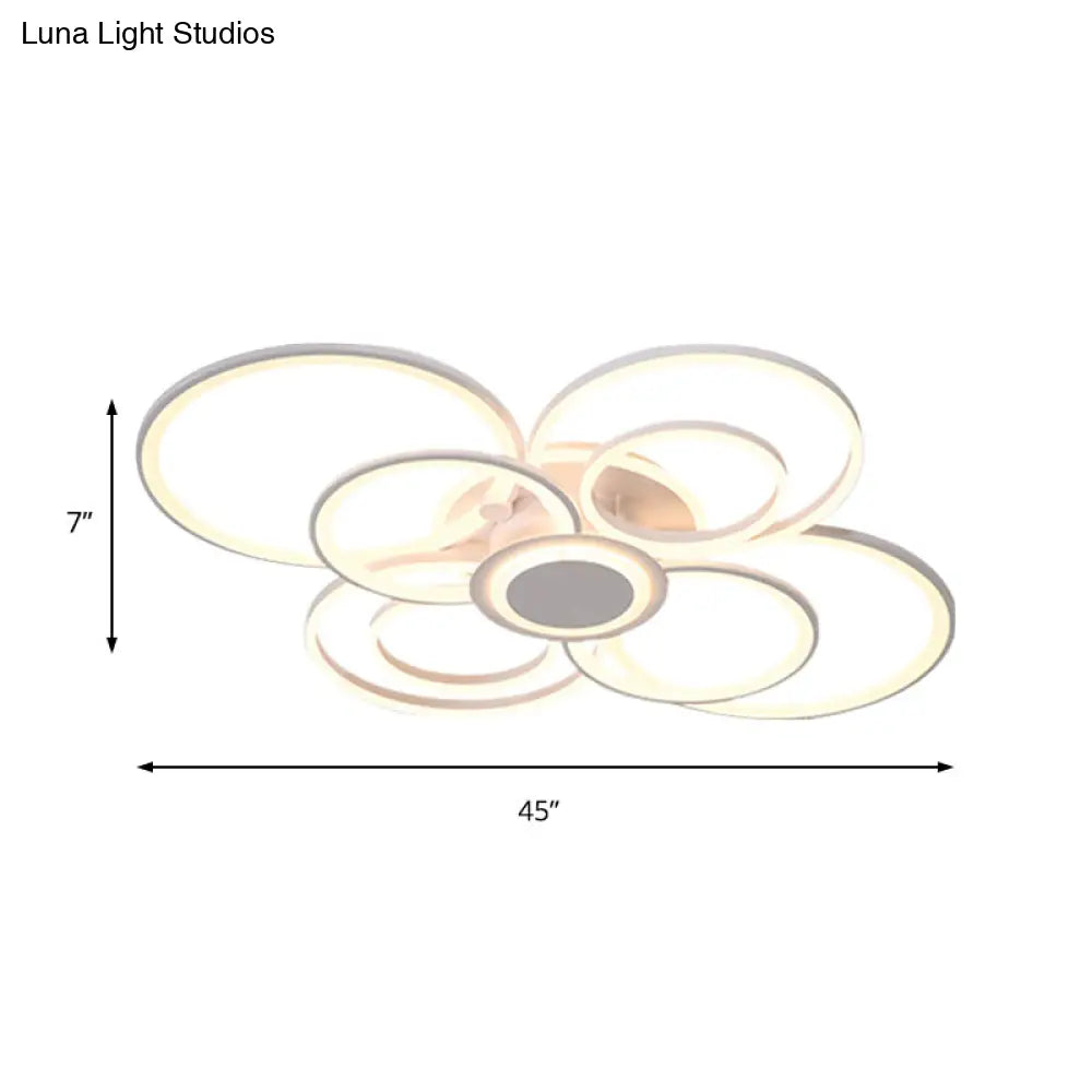 DecorBites™ Contemporary Multi-Halo Flush Ceiling Light with Acrylic Shade, available in Warm/White Light, for Bedroom (4/6/8 Lights)