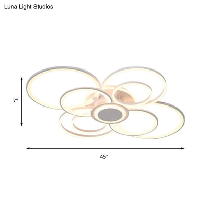DecorBites™ Contemporary Multi-Halo Flush Ceiling Light with Acrylic Shade, available in Warm/White Light, for Bedroom (4/6/8 Lights)