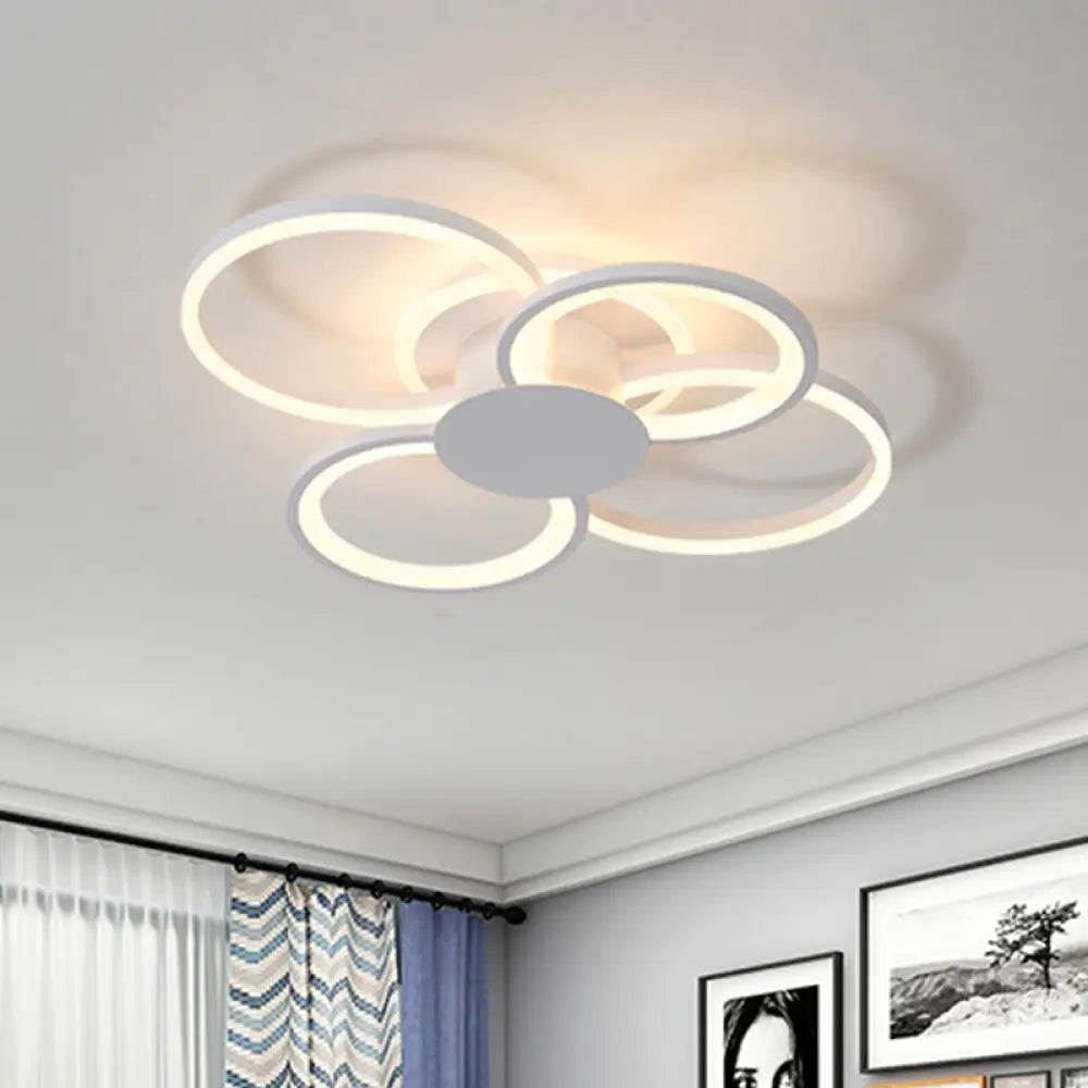 DecorBites™ Contemporary Multi-Halo Flush Ceiling Light with Acrylic Shade, available in Warm/White Light, for Bedroom (4/6/8 Lights)
