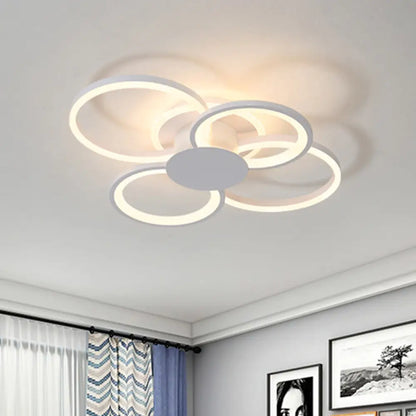 DecorBites™ Contemporary Multi-Halo Flush Ceiling Light with Acrylic Shade, available in Warm/White Light, for Bedroom (4/6/8 Lights)