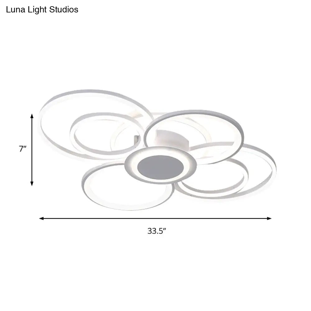DecorBites™ Contemporary Multi-Halo Flush Ceiling Light with Acrylic Shade, available in Warm/White Light, for Bedroom (4/6/8 Lights)
