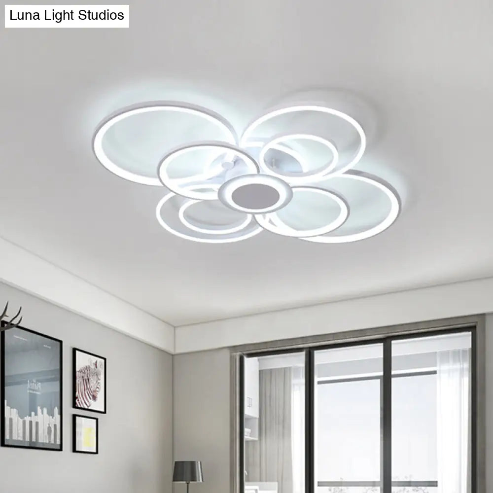 DecorBites™ Contemporary Multi-Halo Flush Ceiling Light with Acrylic Shade, available in Warm/White Light, for Bedroom (4/6/8 Lights)