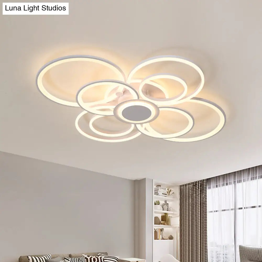 DecorBites™ Contemporary Multi-Halo Flush Ceiling Light with Acrylic Shade, available in Warm/White Light, for Bedroom (4/6/8 Lights)