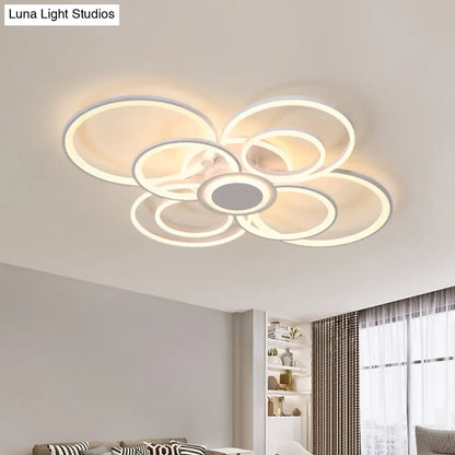 DecorBites™ Contemporary Multi-Halo Flush Ceiling Light with Acrylic Shade, available in Warm/White Light, for Bedroom (4/6/8 Lights)