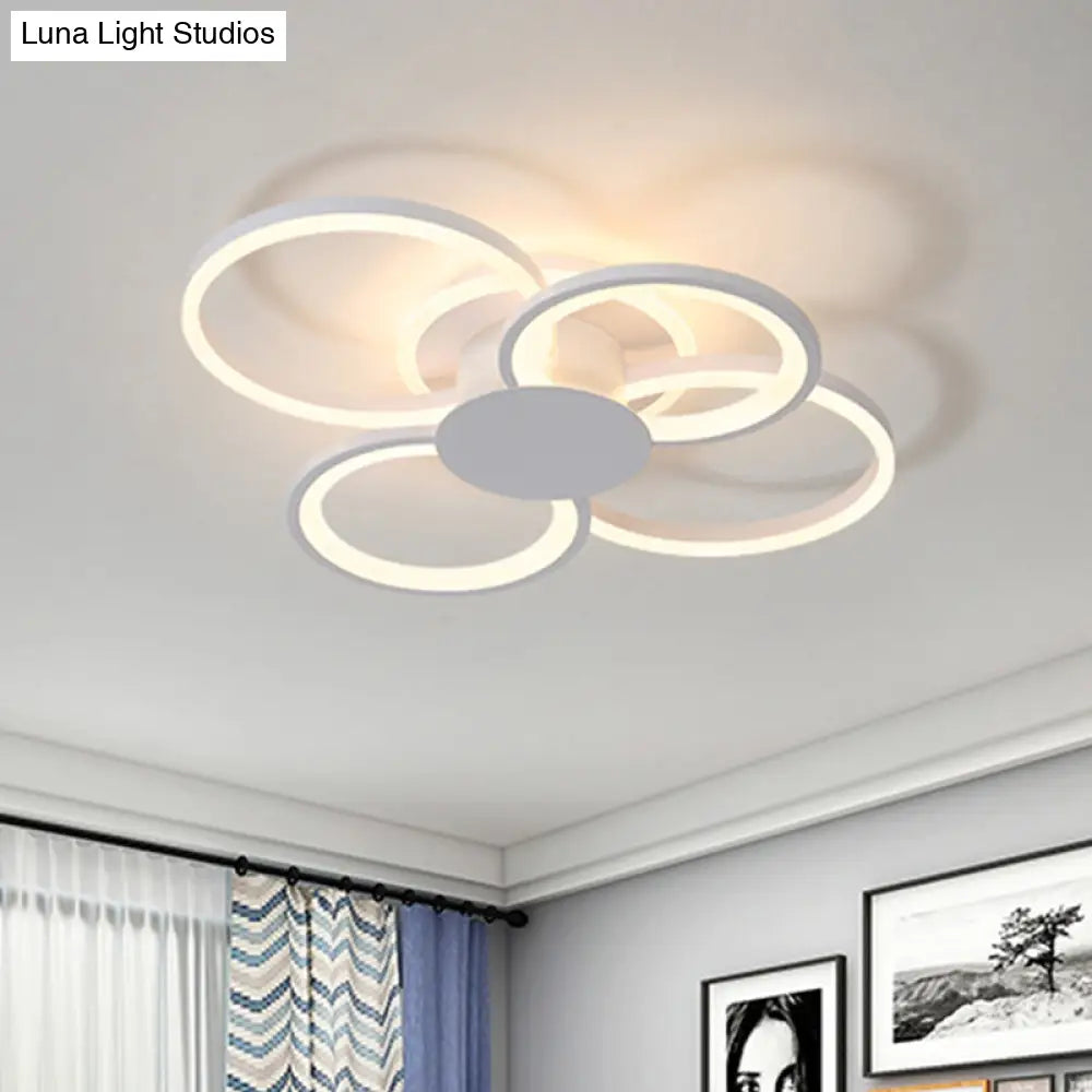 DecorBites™ Contemporary Multi-Halo Flush Ceiling Light with Acrylic Shade, available in Warm/White Light, for Bedroom (4/6/8 Lights)