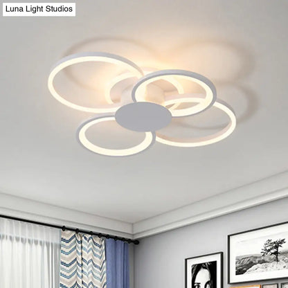 DecorBites™ Contemporary Multi-Halo Flush Ceiling Light with Acrylic Shade, available in Warm/White Light, for Bedroom (4/6/8 Lights)