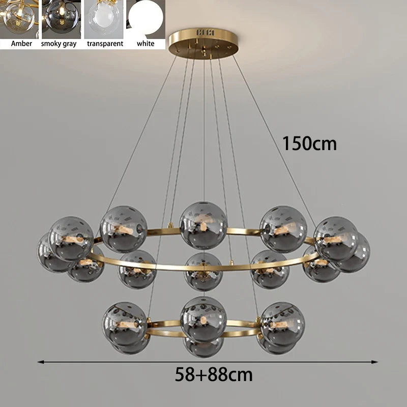 Contemporary Multi-Head Acrylic Glass Pendant Chandelier