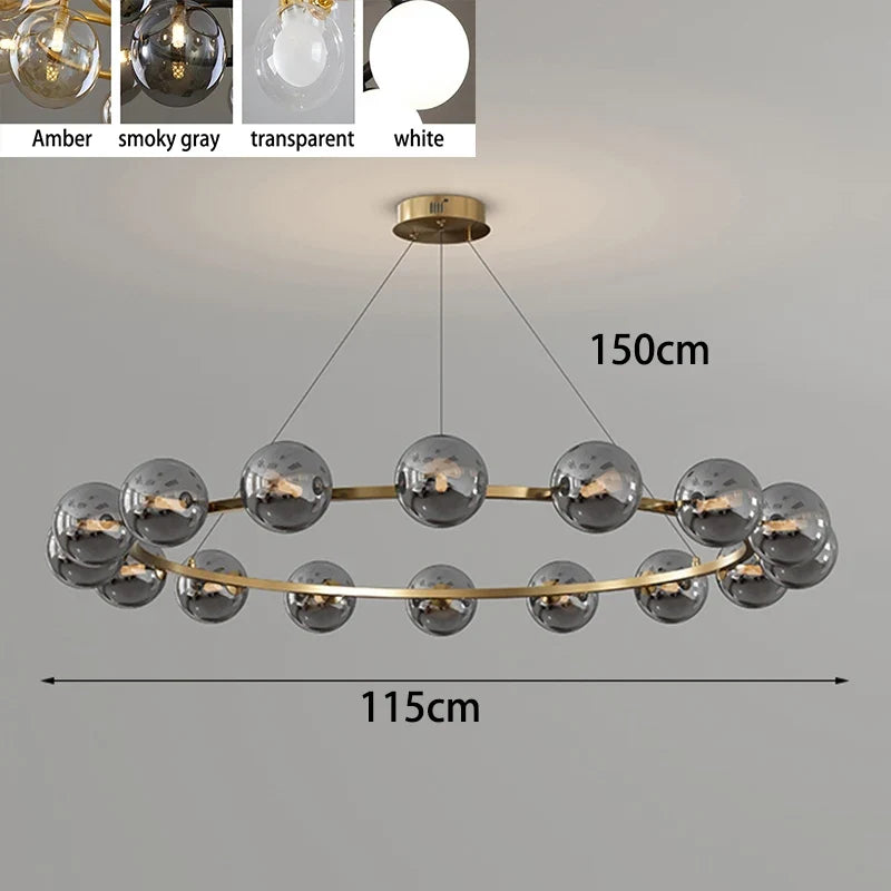 Contemporary Multi-Head Acrylic Glass Pendant Chandelier