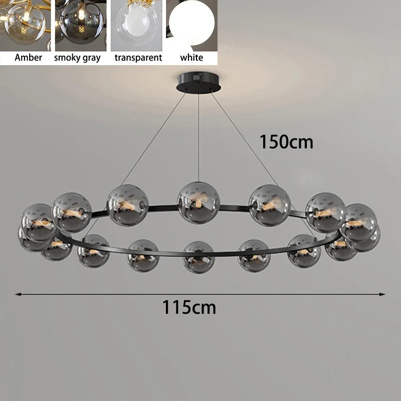 Contemporary Multi-Head Acrylic Glass Pendant Chandelier