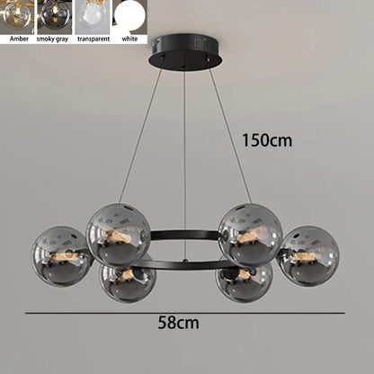 Contemporary Multi-Head Acrylic Glass Pendant Chandelier