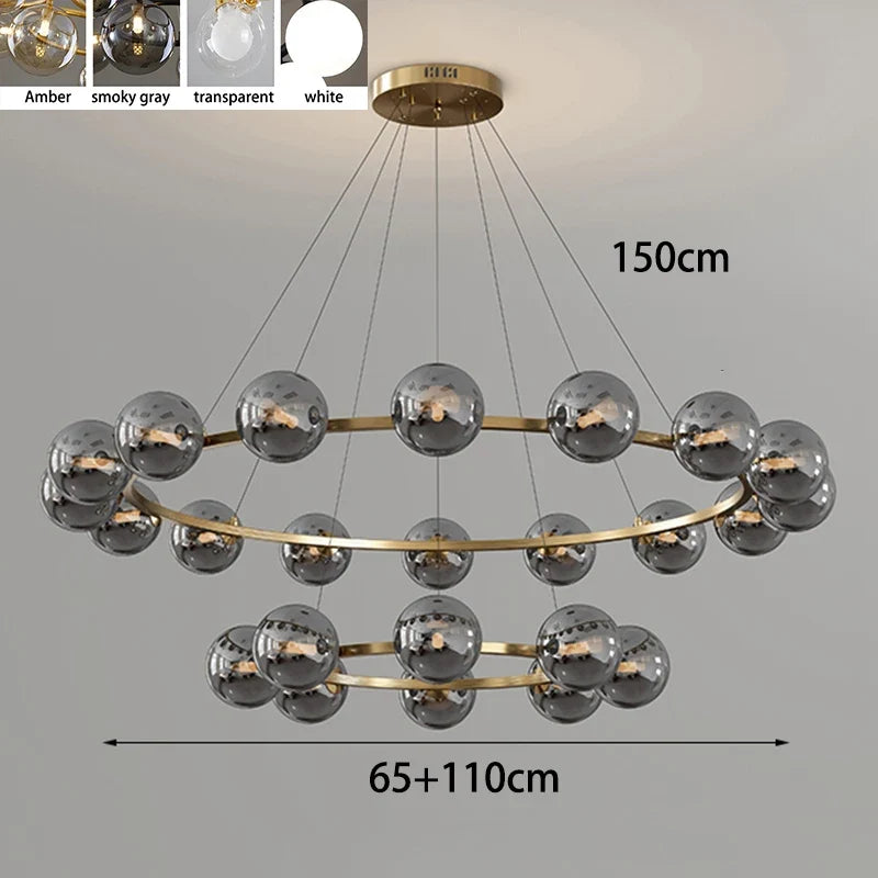 Contemporary Multi-Head Acrylic Glass Pendant Chandelier