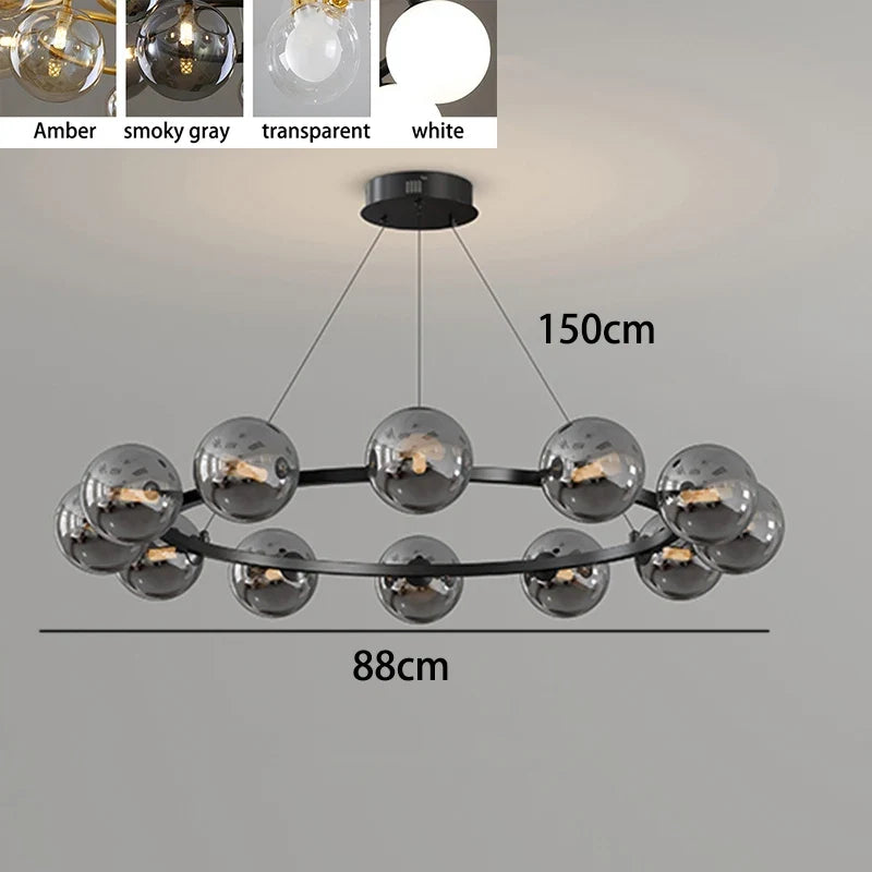 Contemporary Multi-Head Acrylic Glass Pendant Chandelier