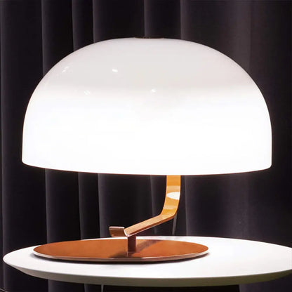 Contemporary Mushroom Night Table Lamp in White/Brown