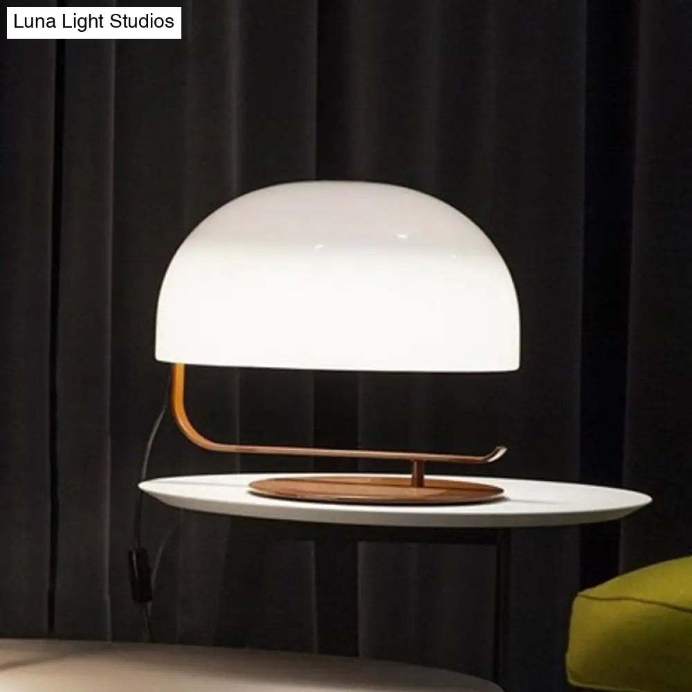 Contemporary Mushroom Night Table Lamp in White/Brown