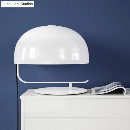 Contemporary Mushroom Night Table Lamp in White/Brown