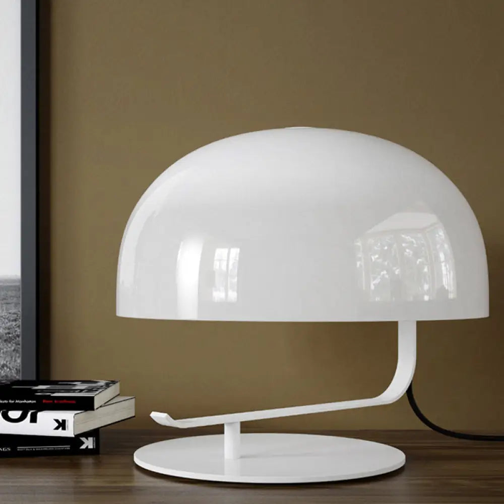 Contemporary Mushroom Night Table Lamp in White/Brown