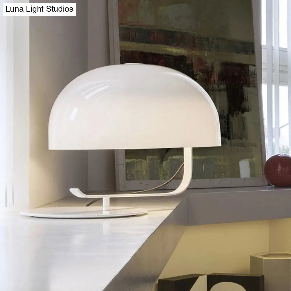Contemporary Mushroom Night Table Lamp in White/Brown