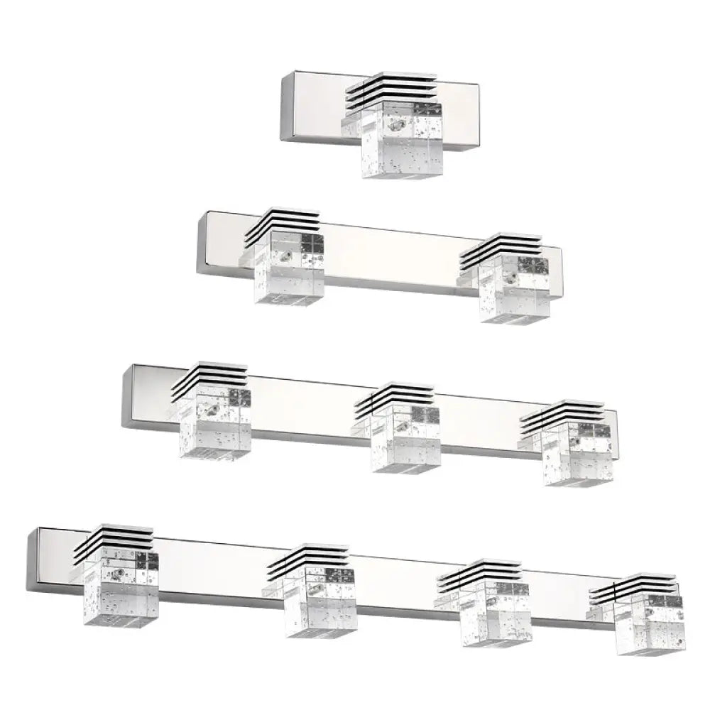 DecorBites™ DecorBites™ Contemporary Nickel LED Wall Mounted Light for Bath - Seedy K9 Crystal Cube Vanity Sconce