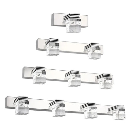 DecorBites™ DecorBites™ Contemporary Nickel LED Wall Mounted Light for Bath - Seedy K9 Crystal Cube Vanity Sconce