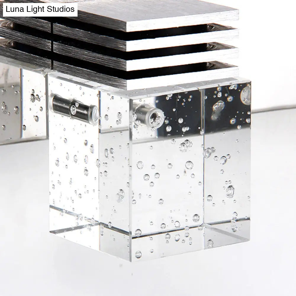 DecorBites™ DecorBites™ Contemporary Nickel LED Wall Mounted Light for Bath - Seedy K9 Crystal Cube Vanity Sconce
