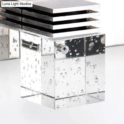 DecorBites™ DecorBites™ Contemporary Nickel LED Wall Mounted Light for Bath - Seedy K9 Crystal Cube Vanity Sconce