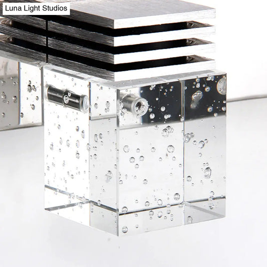DecorBites™ DecorBites™ Contemporary Nickel LED Wall Mounted Light for Bath - Seedy K9 Crystal Cube Vanity Sconce