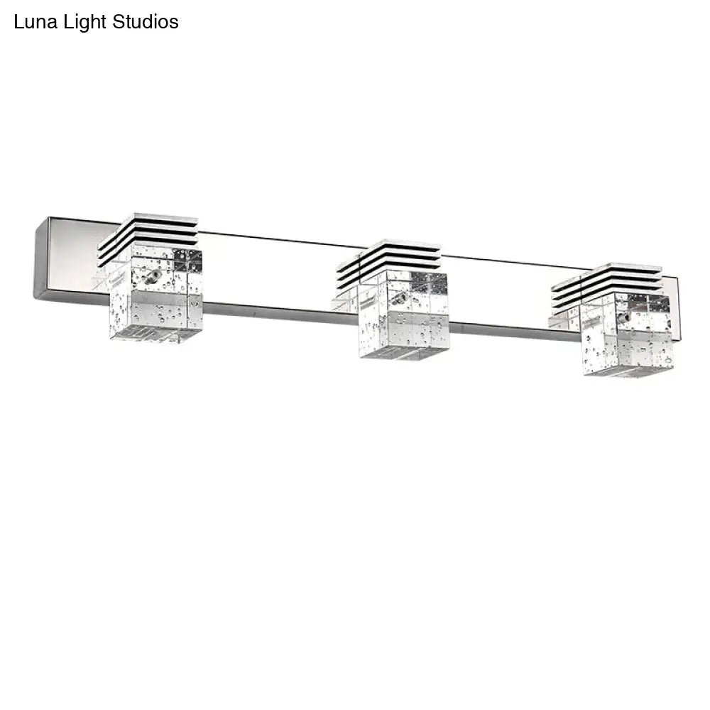 DecorBites™ DecorBites™ Contemporary Nickel LED Wall Mounted Light for Bath - Seedy K9 Crystal Cube Vanity Sconce