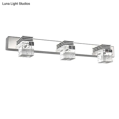 DecorBites™ DecorBites™ Contemporary Nickel LED Wall Mounted Light for Bath - Seedy K9 Crystal Cube Vanity Sconce