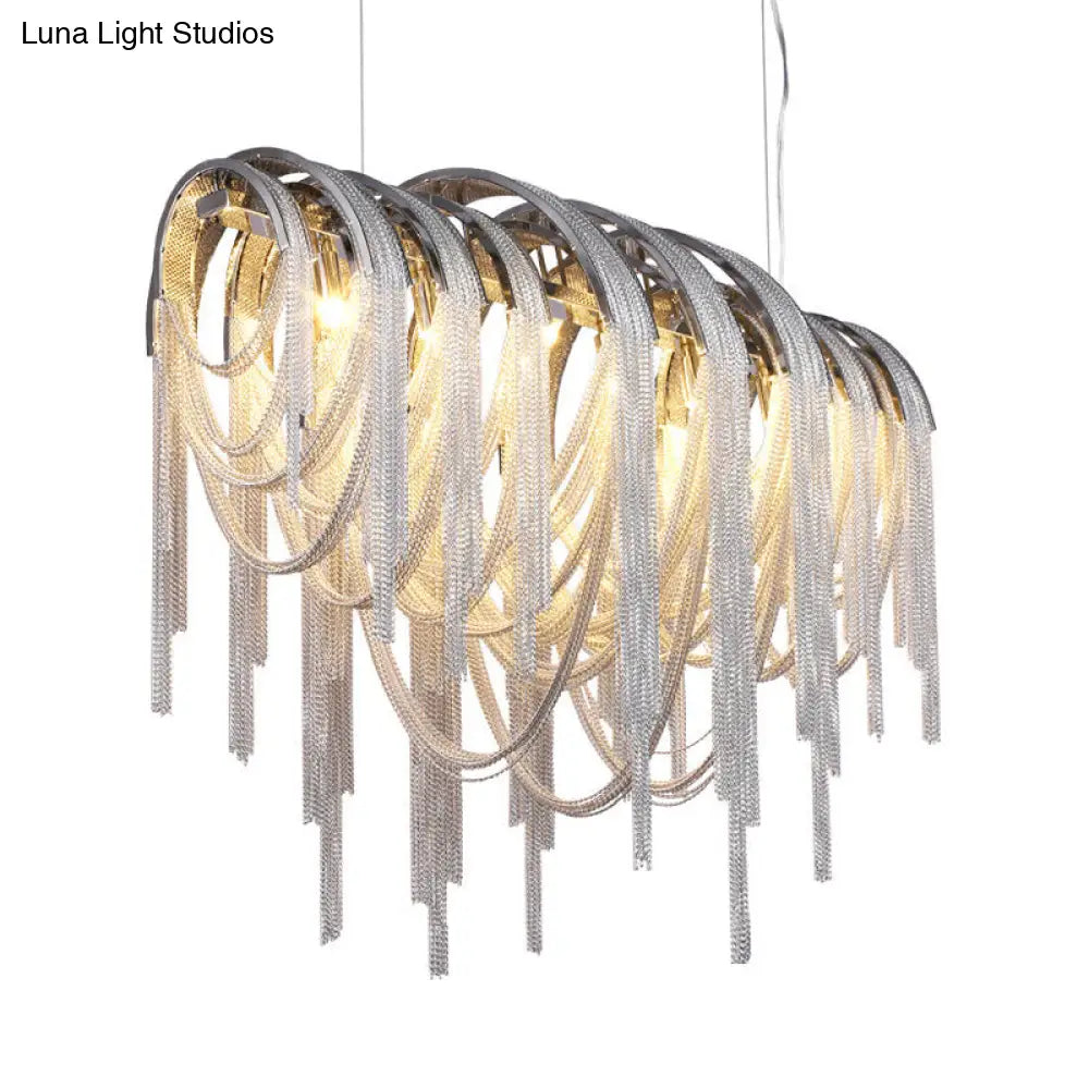 Lámpara de techo de estilo nórdico contemporáneo con borlas metálicas - 7 luces - Kit de lámpara de techo blanca