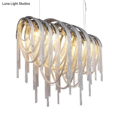 Lámpara de techo de estilo nórdico contemporáneo con borlas metálicas - 7 luces - Kit de lámpara de techo blanca