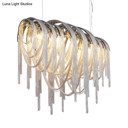 Lámpara de techo de estilo nórdico contemporáneo con borlas metálicas - 7 luces - Kit de lámpara de techo blanca