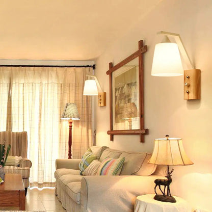 DecorBites™ DecorBites™ Contemporary Opal Glass Wall Sconce Light for Stair Corridors - 1 Head Bucket Shade