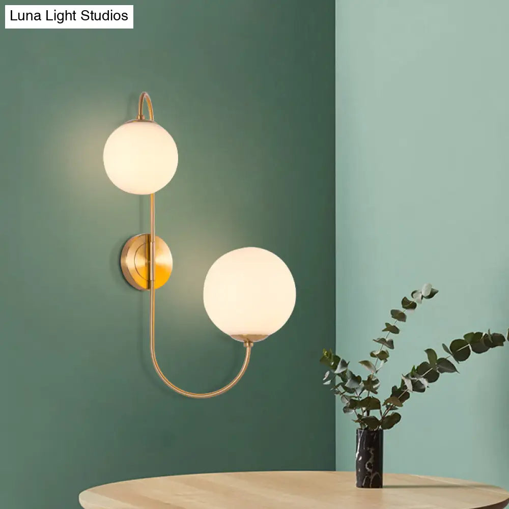 Aplique de pared contemporáneo de cristal opalino DecorBites™ - Montaje dorado - 2 luces