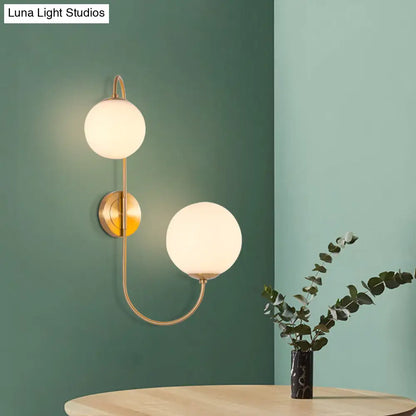 Aplique de pared contemporáneo de cristal opalino DecorBites™ - Montaje dorado - 2 luces