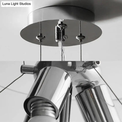 Contemporary Orb Pendant Light with Drum Shade - Ideal for Study Room - 3-Bulb Glass Chandelier