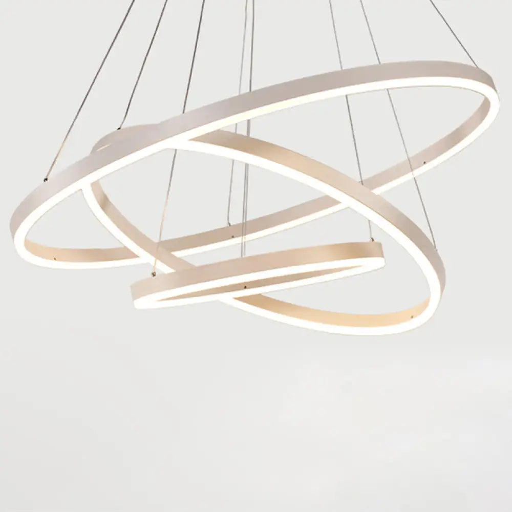Contemporary Orbicular Metal LED Ceiling Pendant Light in White