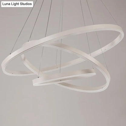 Contemporary Orbicular Metal LED Ceiling Pendant Light in White