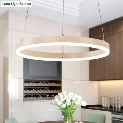 Contemporary Orbicular Metal LED Ceiling Pendant Light in White
