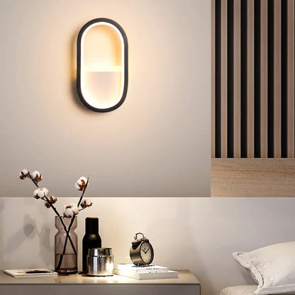 DecorBites™ DecorBites™ Contemporary Oval LED Wall Sconce in Black/White Acrylic with Warm/White Light