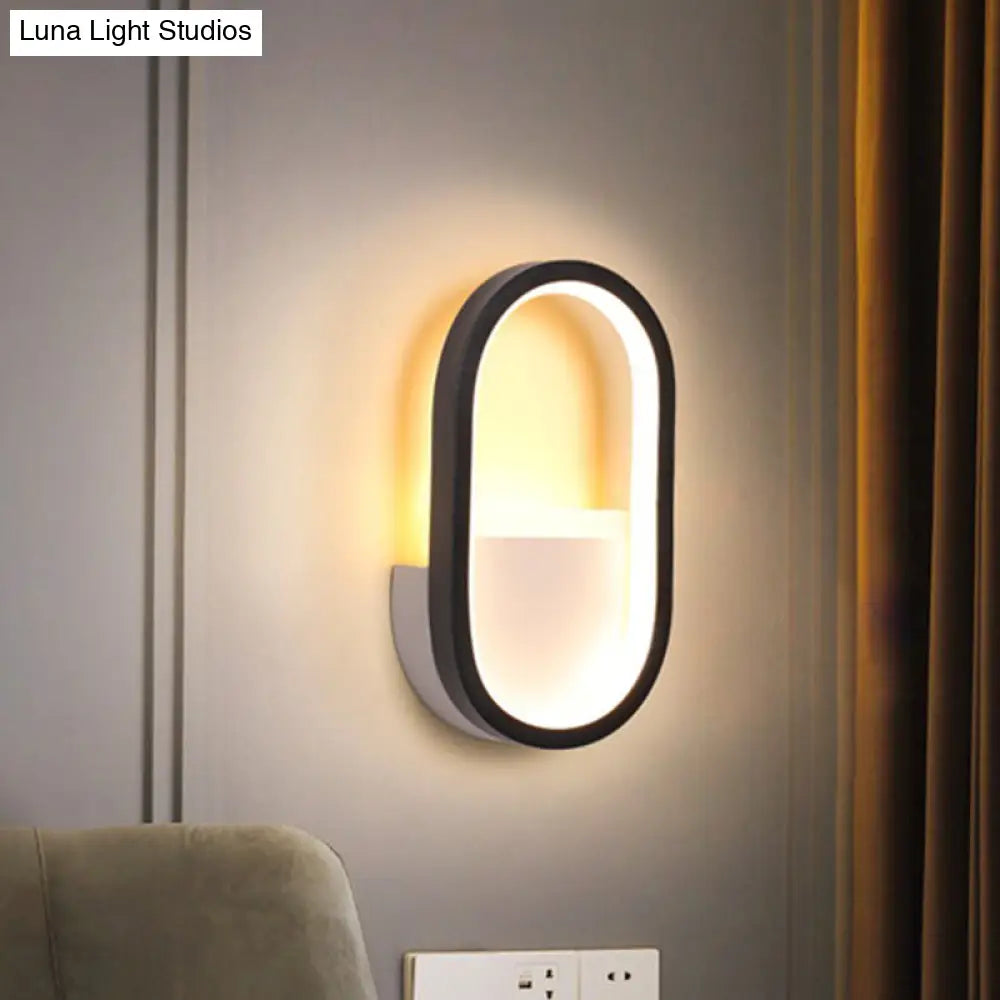 DecorBites™ DecorBites™ Contemporary Oval LED Wall Sconce in Black/White Acrylic with Warm/White Light