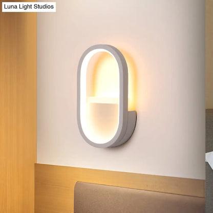 DecorBites™ DecorBites™ Contemporary Oval LED Wall Sconce in Black/White Acrylic with Warm/White Light
