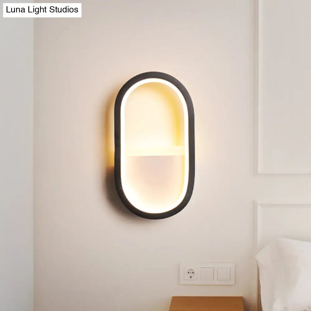DecorBites™ DecorBites™ Contemporary Oval LED Wall Sconce in Black/White Acrylic with Warm/White Light