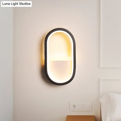 DecorBites™ DecorBites™ Contemporary Oval LED Wall Sconce in Black/White Acrylic with Warm/White Light