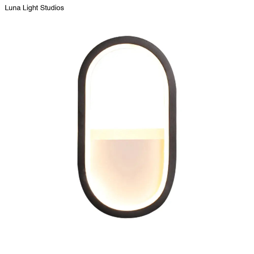 DecorBites™ DecorBites™ Contemporary Oval LED Wall Sconce in Black/White Acrylic with Warm/White Light