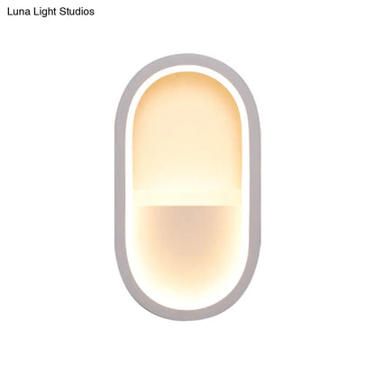 DecorBites™ DecorBites™ Contemporary Oval LED Wall Sconce in Black/White Acrylic with Warm/White Light
