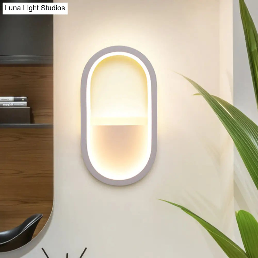 DecorBites™ DecorBites™ Contemporary Oval LED Wall Sconce in Black/White Acrylic with Warm/White Light