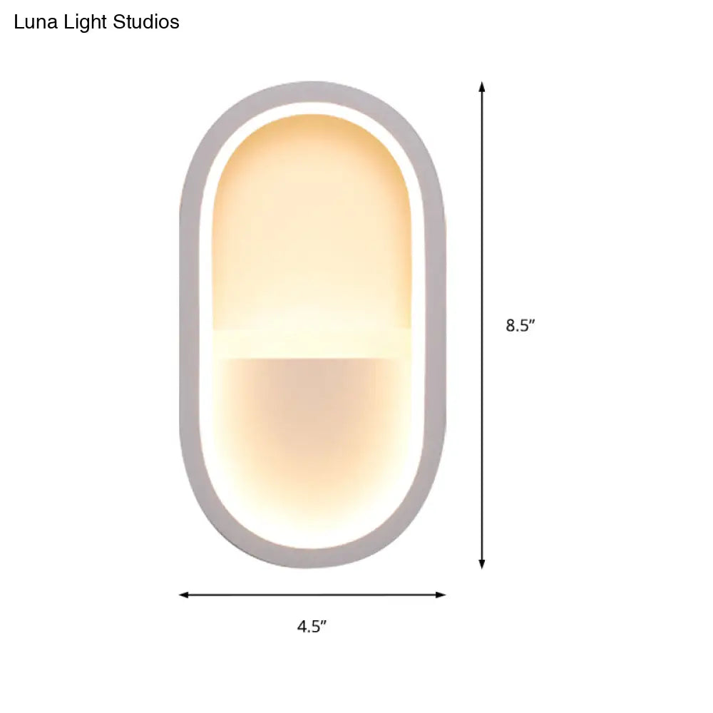 DecorBites™ DecorBites™ Contemporary Oval LED Wall Sconce in Black/White Acrylic with Warm/White Light