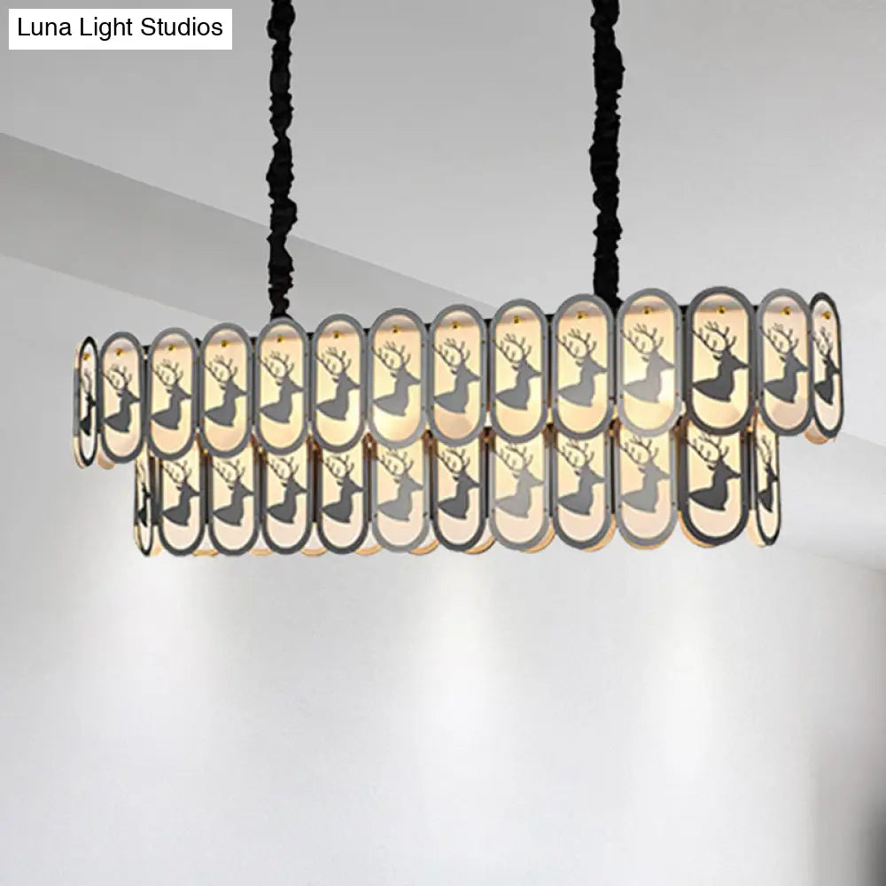 Lámpara de techo ovalada contemporánea DecorBites™ de níquel sobre isla - Lámpara colgante de cristal (10 luces)