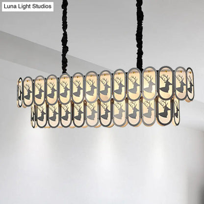 Lámpara de techo ovalada contemporánea DecorBites™ de níquel sobre isla - Lámpara colgante de cristal (10 luces)