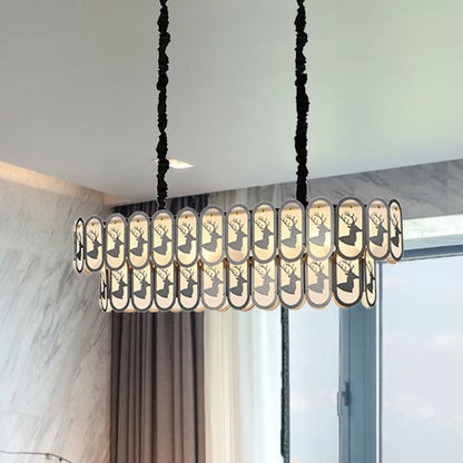 Lámpara de techo ovalada contemporánea DecorBites™ de níquel sobre isla - Lámpara colgante de cristal (10 luces)